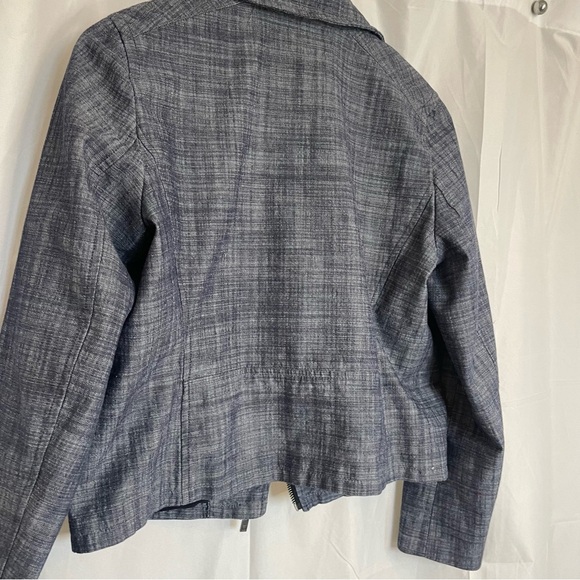 LIZ CLAIBORNE Women’s Blue Lined Moto Zip Up Cropped Jacket Size Medium - Picture 15 of 16